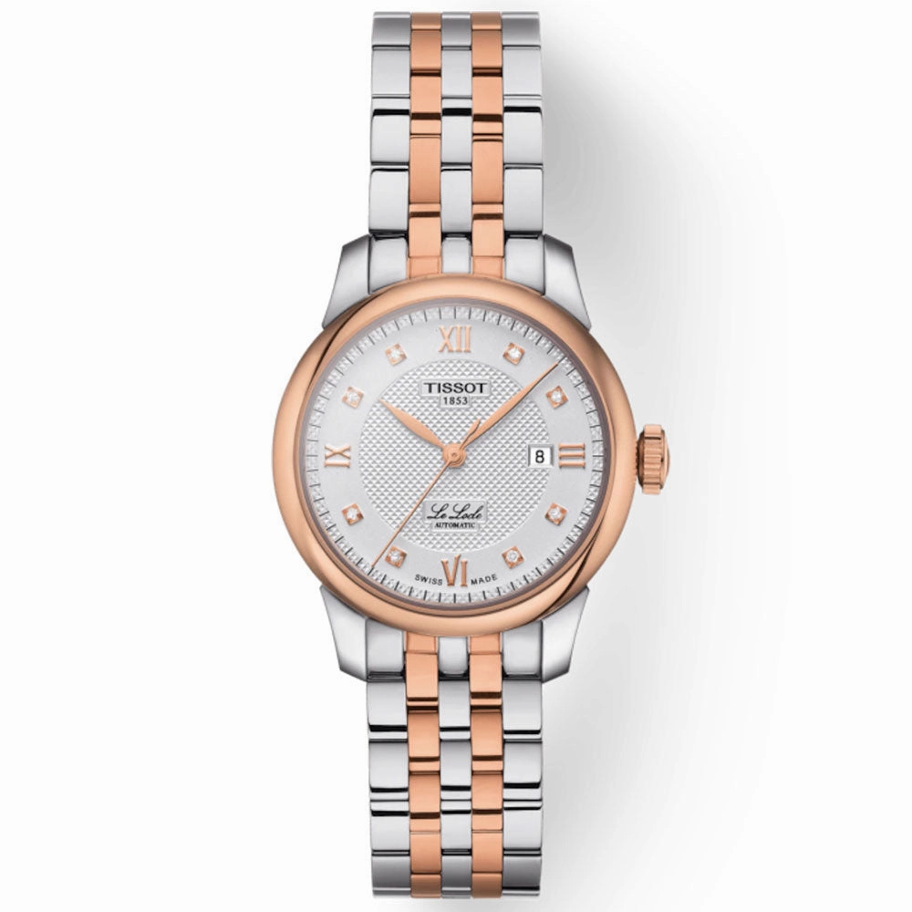 Tissot Le Locle Automatic Lady 29mm Silver Dial Special Edition Rose Gold PVD Steel Diamond Watch T0062072203600