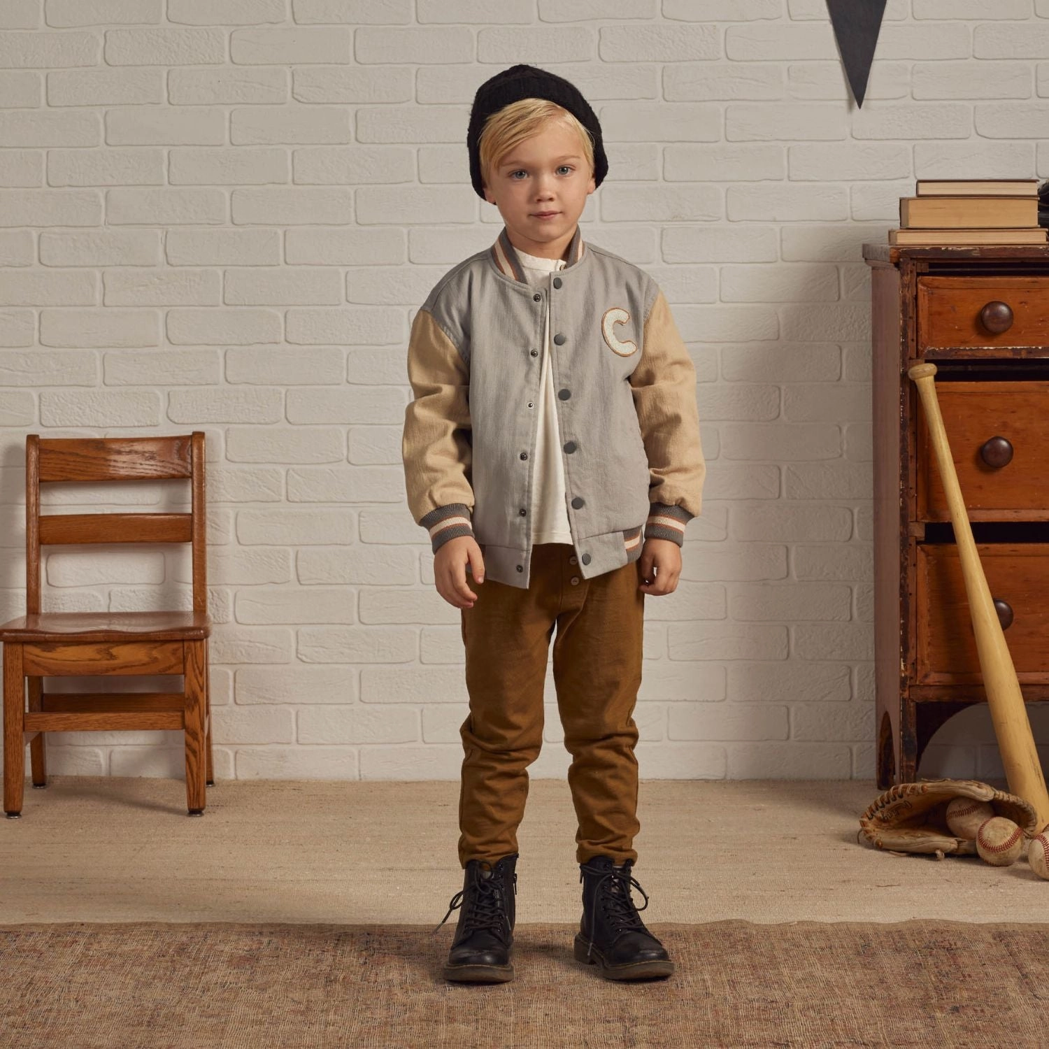 Varsity Jacket - Ivory / Slate - FINAL SALE